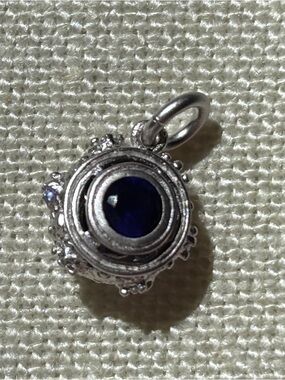 Matte Silver Tone Blue Stone Pendant / Charm